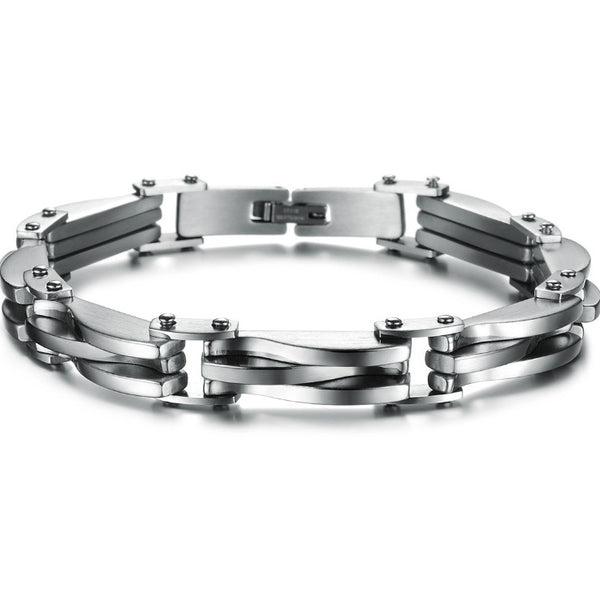 Pulsera de Acero Titanio para Hombre con Textura de Diamante