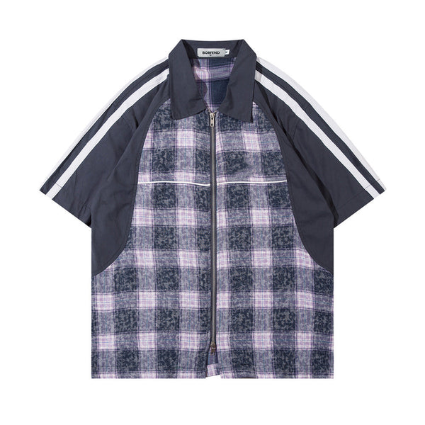 Camisa de Cuadros Bicolor Manga Corta para Hombre - Image 4
