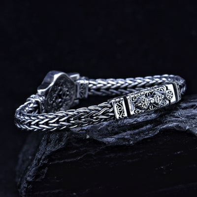 Pulsera de Plata Esterlina S925 Tejida a Mano - Diseño Étnico León Dominante - Image 4