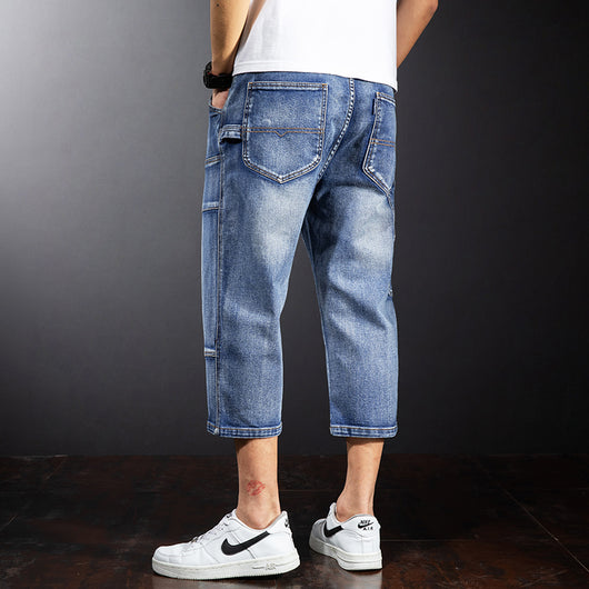 Pantalones Cortos Denim Holgados Hasta la Rodilla para Hombre Talla Mediana - Image 8