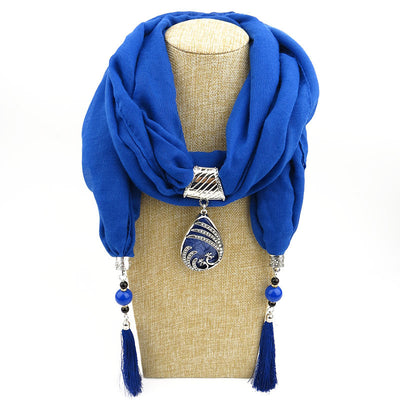 Bufanda Étnica Pavo Real con Borla de Gema - Chal Otoño Invierno para Mujer - Image 3