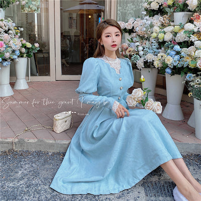 Vestido Elegante de Invierno para Mujer con Encaje y Parches - Image 5