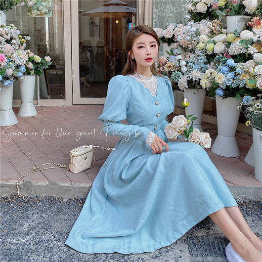 Vestido Elegante de Invierno para Mujer con Encaje y Parches - Image 5