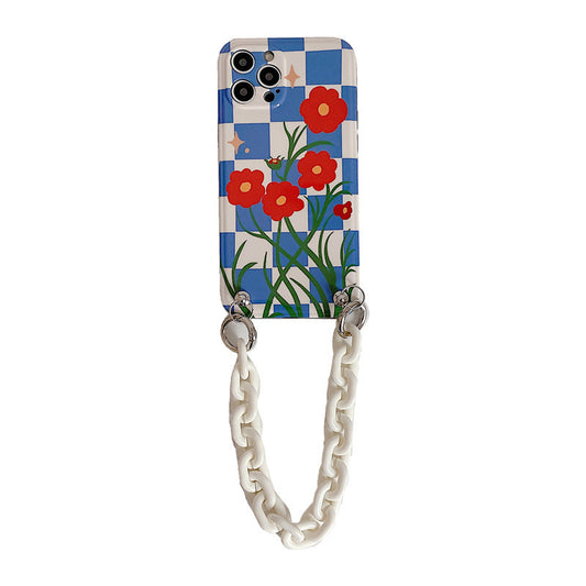 Funda para Celular Cuadros Azules con Flor Roja - Image 2