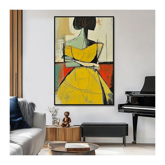 Cuadro Abstracto Mujer Pintura Hecha a Mano Textura Marrón Dorado Arte Vintage Wabi Sabi - Image 8