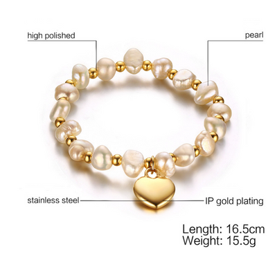 Pulsera de Perlas de Agua Dulce y Acero Titanio Hecha a Mano - Image 5