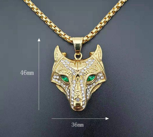 Collar Vikingo para Hombre con Dije de Cabeza de Lobo en Acero Inoxidable Dorado - Image 16