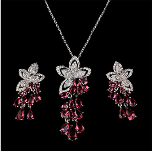 Aretes de Circón Flor Pequeña con Borla de Gota - Hipoalergénicos Estilo Coreano - Image 2