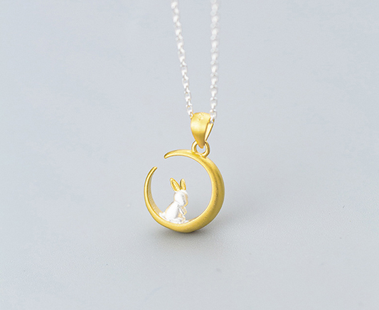 Collar Plata 925 Conejo Luna Mori - Dije Clavícula Corto Regalo - Image 2