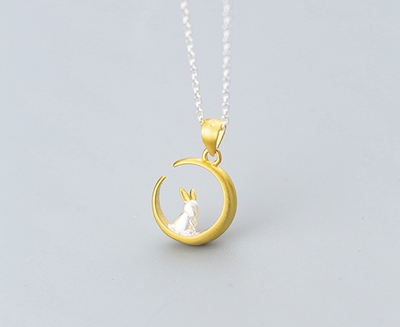 Collar Plata 925 Conejo Luna Mori - Dije Clavícula Corto Regalo - Image 2