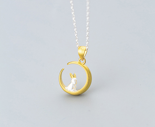 Collar Plata 925 Conejo Luna Mori - Dije Clavícula Corto Regalo - Image 2