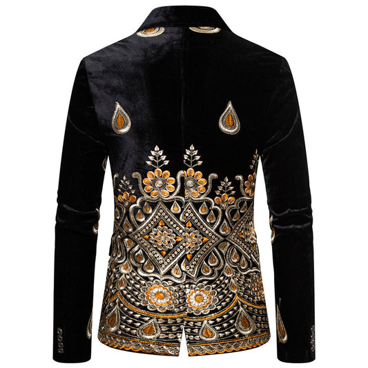 Traje de Etiqueta Plateado con Bordado y Botón Único para Hombre - Image 2