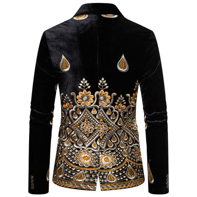 Traje de Etiqueta Plateado con Bordado y Botón Único para Hombre - Image 2