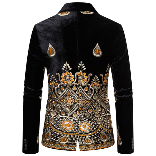 Traje de Etiqueta Plateado con Bordado y Botón Único para Hombre - Image 2