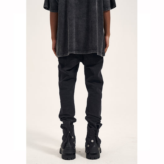 Jeans Slim Acampanados Retro Elásticos para Hombre - Diseño Trendy con Botones - Image 4