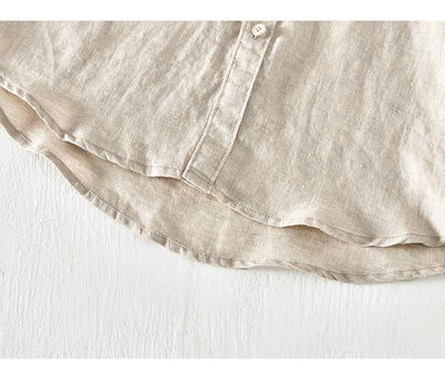 Camisa Abrigo de Lino con Cuello Mao - Diseño Minimalista - Image 11