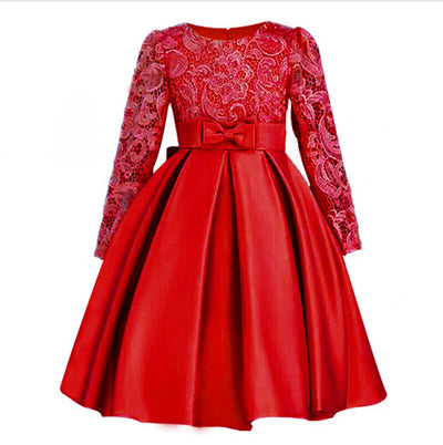 Vestido de Princesa Infantil Encaje Morado - Manga Larga Otoño Invierno - Image 2
