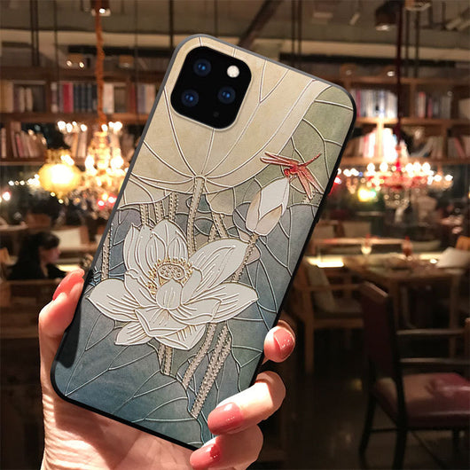 Funda Teléfono Flor de Loto Oriental con Pájaro - Image 3