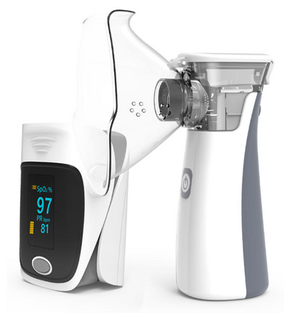 White and black fingertip pulse oximeter with a digital display showing 98% SpO2 and 80 bpm pulse rate. - Image 8