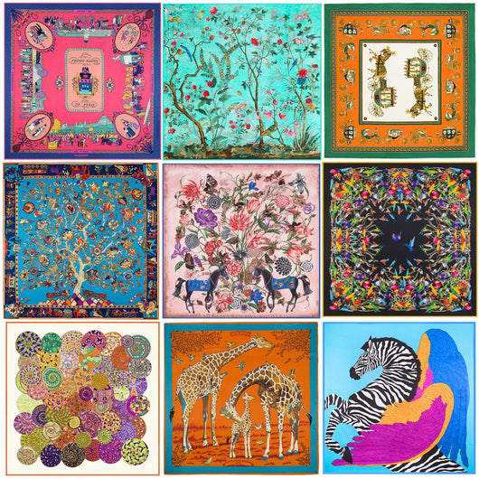 Pañuelo de Seda Estampado Floral Grande con Protección Solar - Image 22