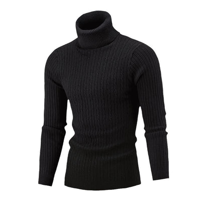 Suéter Hombre Cuello Alto Retro Tejido Floral Trenzado - Image 5