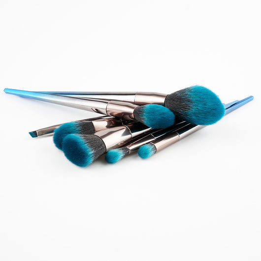 Set de 7 Brochas de Maquillaje Degradado Azul Negro - Image 3