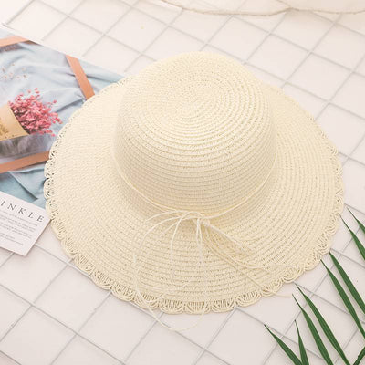 Sombrero de Paja Plegable con Encaje y Mariposas para Verano - Image 11