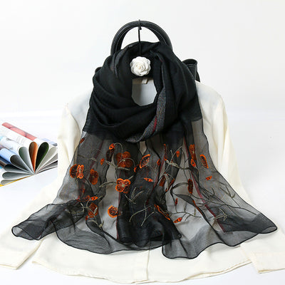 Foulard de Seda Dorado con Bordados - Chal Cheongsam Elegante - Image 15
