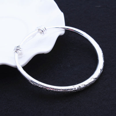 Pulsera de Plata Tibetana Maciza Tallada a Mano - Image 6