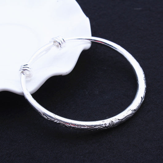 Pulsera de Plata Tibetana Maciza Tallada a Mano - Image 6