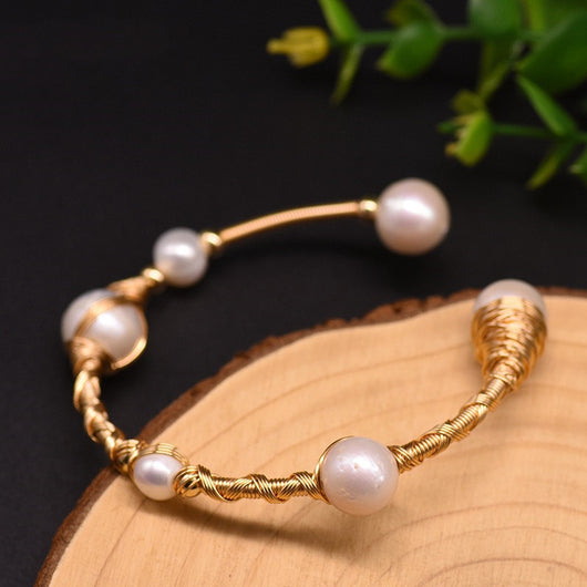 Pulsera Elástica de Perlas Barrocas Edison Natural - Image 4