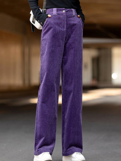 Pantalones de Pana Cintura Alta Pierna Ancha para Mujer - Image 5