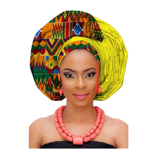 Turbante de Algodón con Estampado Africano