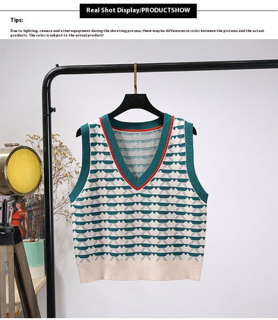 Chaleco Tejido Jacquard con Contraste Retro para Mujer - Image 12