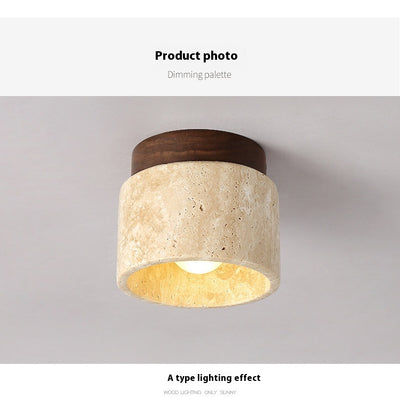 Lámpara de Techo Silenciosa Piedra Cueva Amarilla con Madera - Image 15