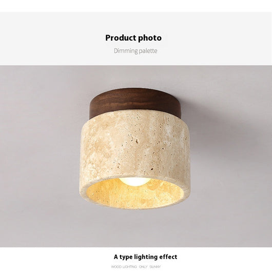 Lámpara de Techo Silenciosa Piedra Cueva Amarilla con Madera - Image 15