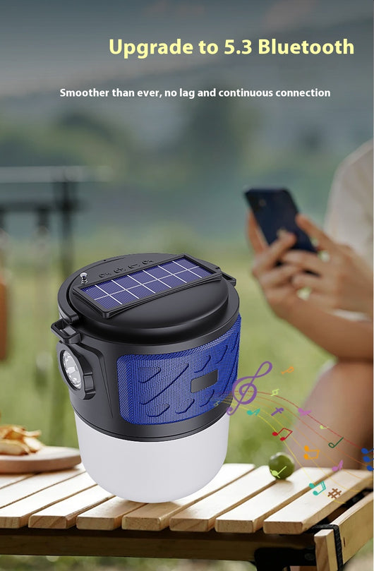 Linterna Solar Portátil con Altavoz Bluetooth y Cargador Inalámbrico - Image 16