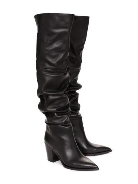 Botas Altas de Cuero con Tacón Grueso y Punta Afilada - Image 3
