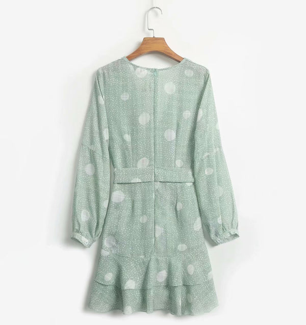 Blusa Escote V Manga Larga con Cintura Ajustable y Estampado Lunares - Image 40