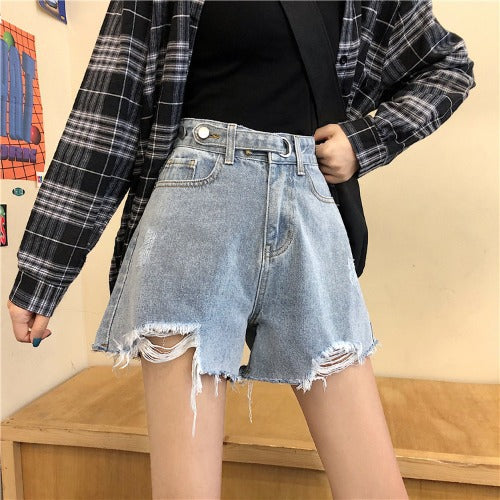 Shorts de Mezclilla Retro Cintura Alta con Rotos y Pierna Ancha - Image 10