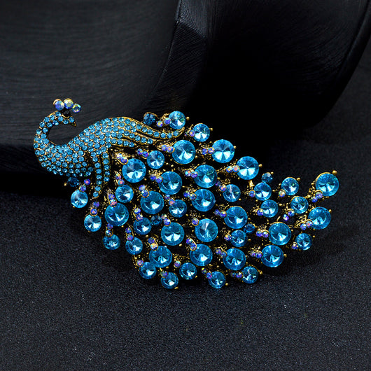 Broche Pavo Real Multicolor en Metal para Mujer