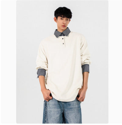 Suéter Patchwork con Cuello Falso de Dos Piezas para Hombre - Image 7