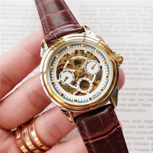 Reloj Mecánico Leisure Man - Correa de Cuero Auténtico - Image 8