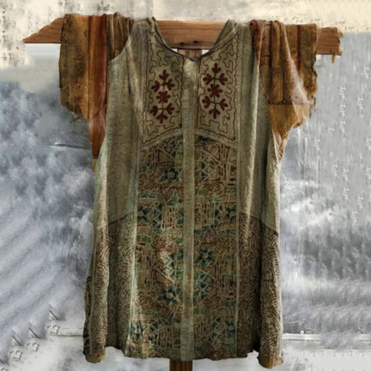 Camiseta Lino Algodón Estilo Boho Vintage