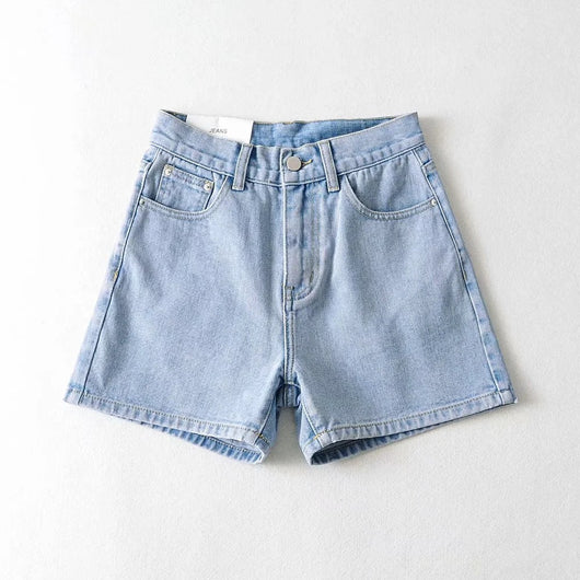 Shorts de Mezclilla Cintura Alta Básicos Elásticos con Textura Acanalada - Image 6