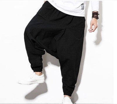 Pantalones Harem Casuales de Algodón y Lino para Hombre - Image 4