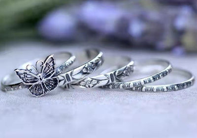 Juego de Anillos Mariposa Retro Tendencia Europa y América - Image 2