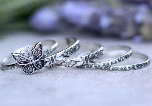 Juego de Anillos Mariposa Retro Tendencia Europa y América - Image 2