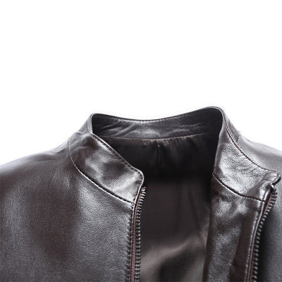 Chaqueta Corta de Cuero de Oveja Haining para Hombre - Image 4