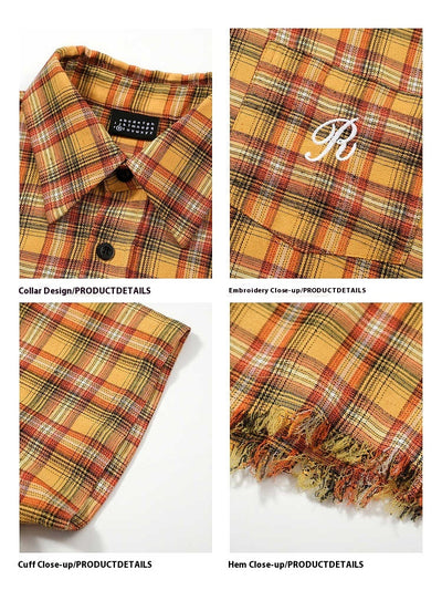 Camisa Cuadros Amarilla con Bolsillo Bordado - Unisex Manga Corta - Image 9